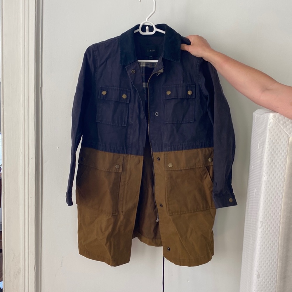 J. Crew Colorblock Field Jacket. Navy and Khaki Coat - no hood